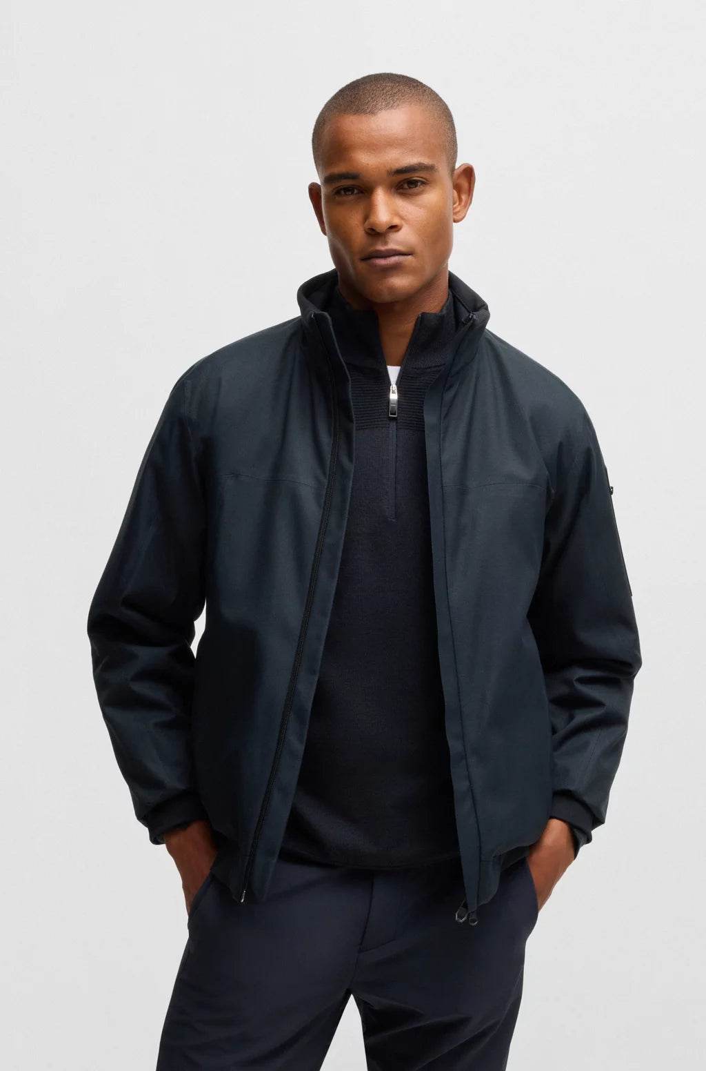 Hugo Boss Water-repellent Padded Bomber Jacket With Logo-print