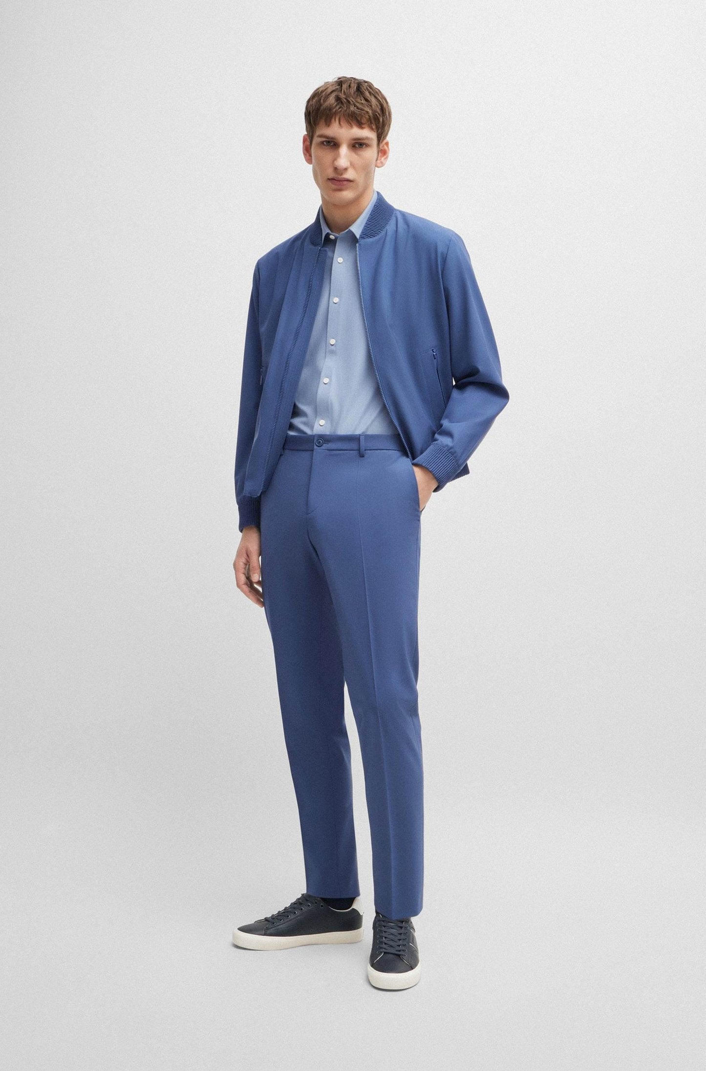 Hugo Boss Faux-leather trainers with plain and grained textures - Dark Blue hbeu50522833_401_300