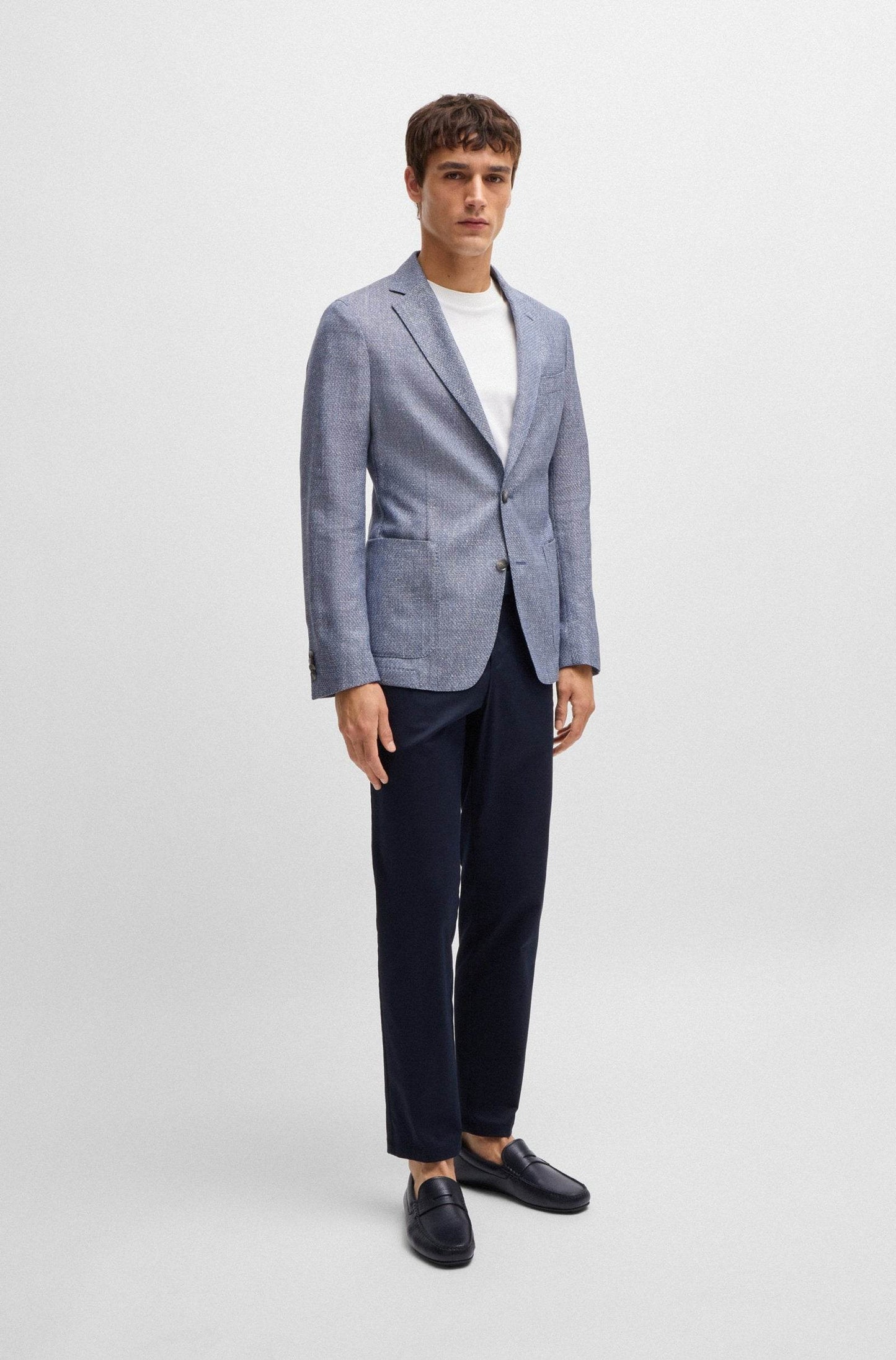 Hugo Boss Grained-leather Driver Moccasins With Logo Strap - Dark Blue hbeu50523026_401_300