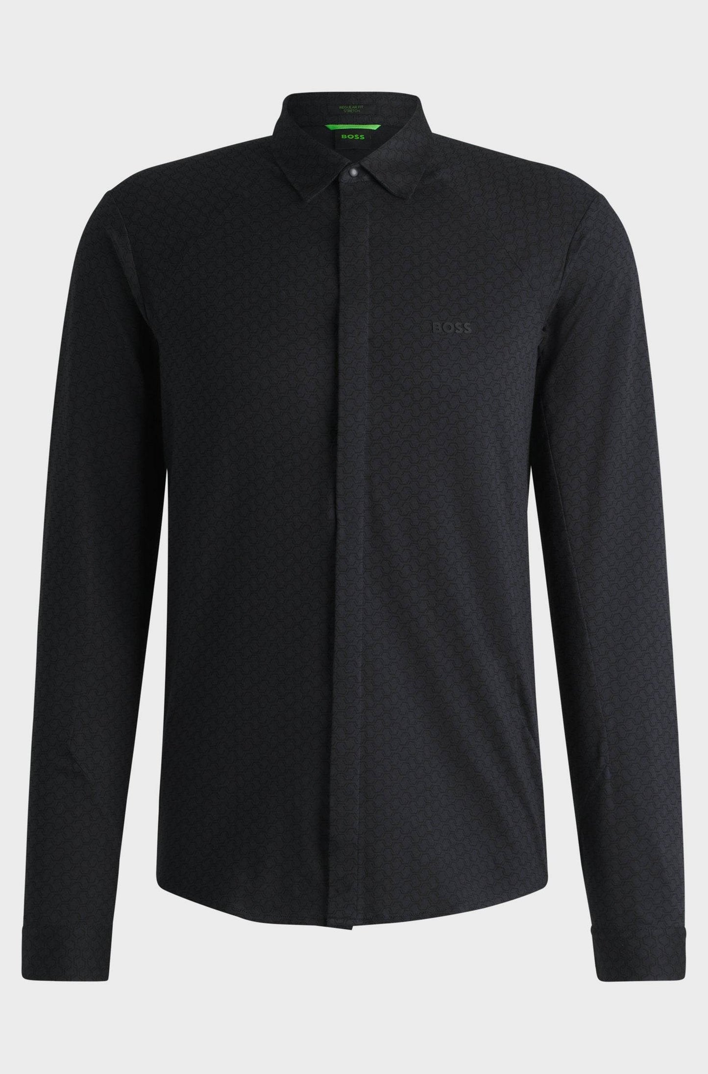 Hugo Boss Regular-fit Shirt in Knitted Cotton Piqué - Dark Blue Patterned hbeu50540201_403_100