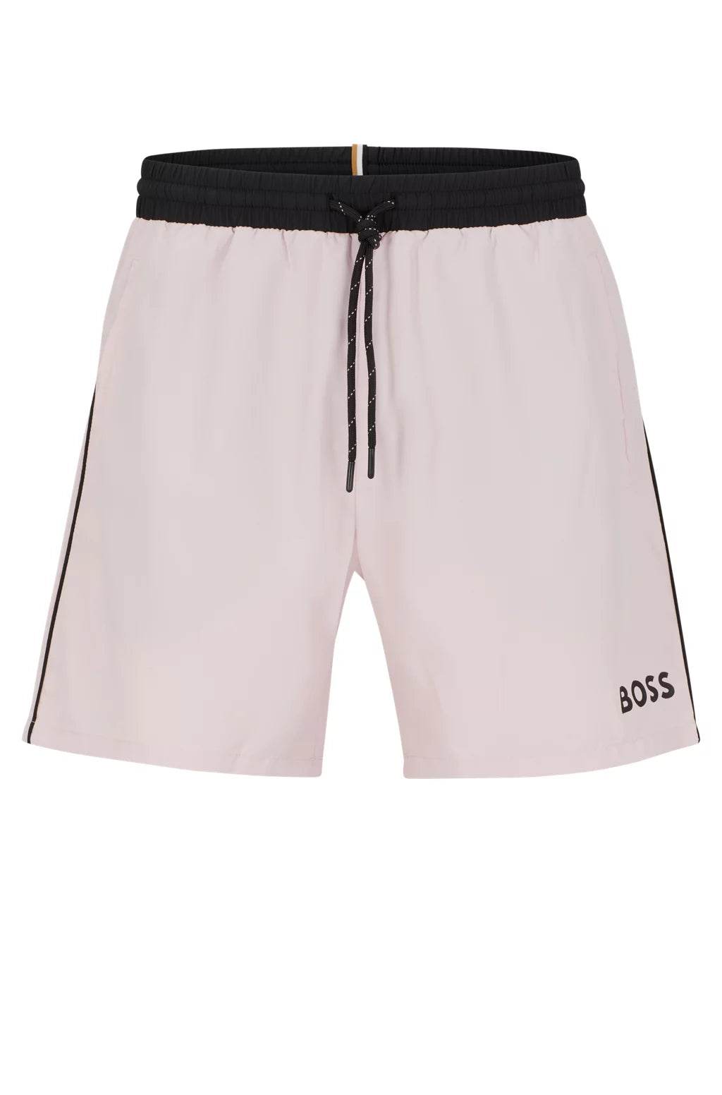 Hugo Boss Contrast-logo Swim Shorts - Light Pink hbna50469302_680_100