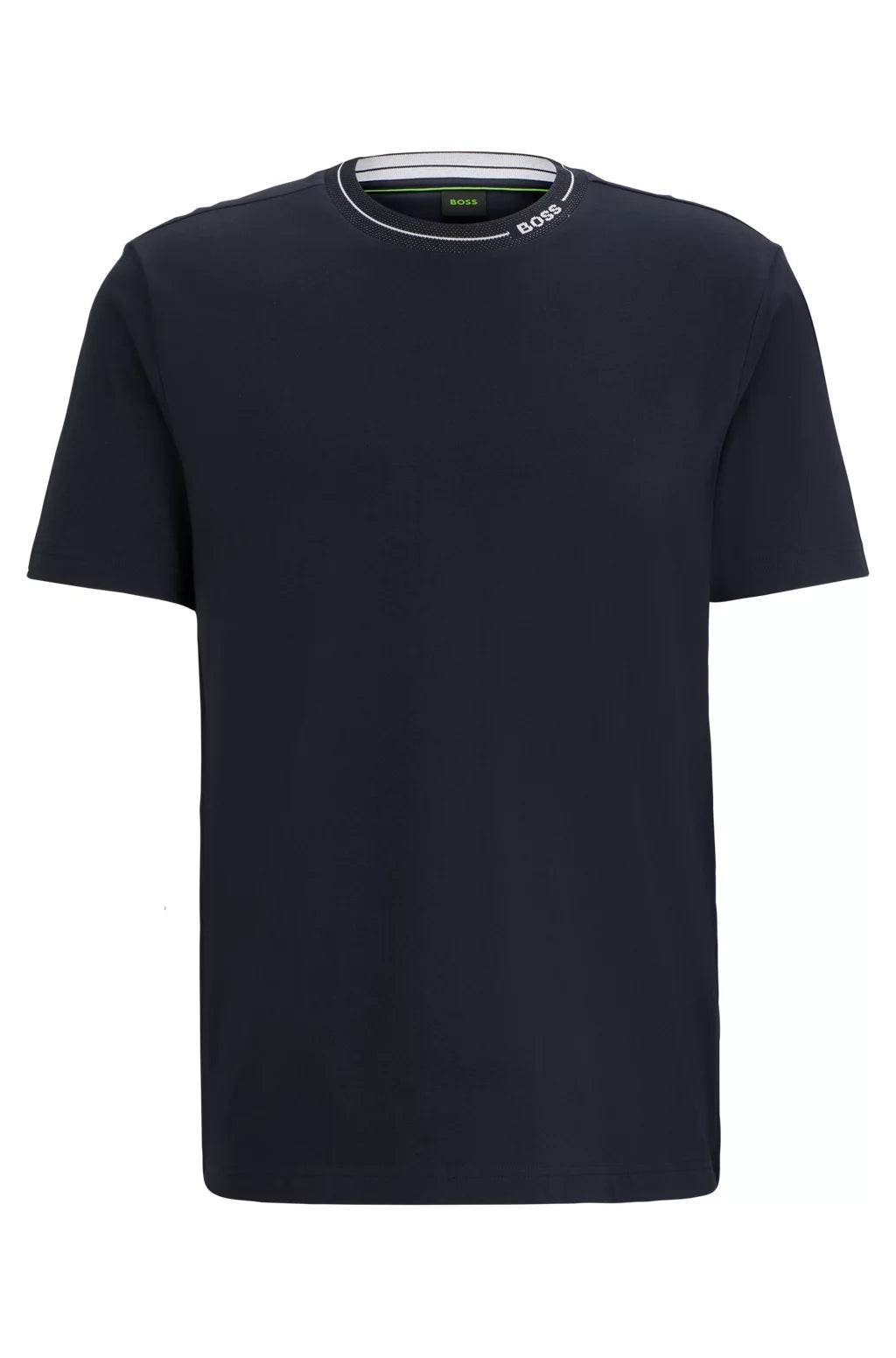 Hugo Boss Cotton-jersey regular-fit T-shirt with branded collar - DARK BLUE hbna50512867_402_100