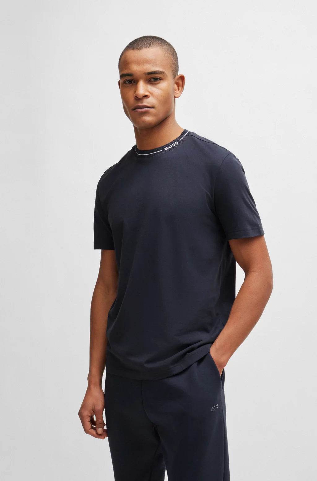 Hugo Boss Cotton-jersey regular-fit T-shirt with branded collar