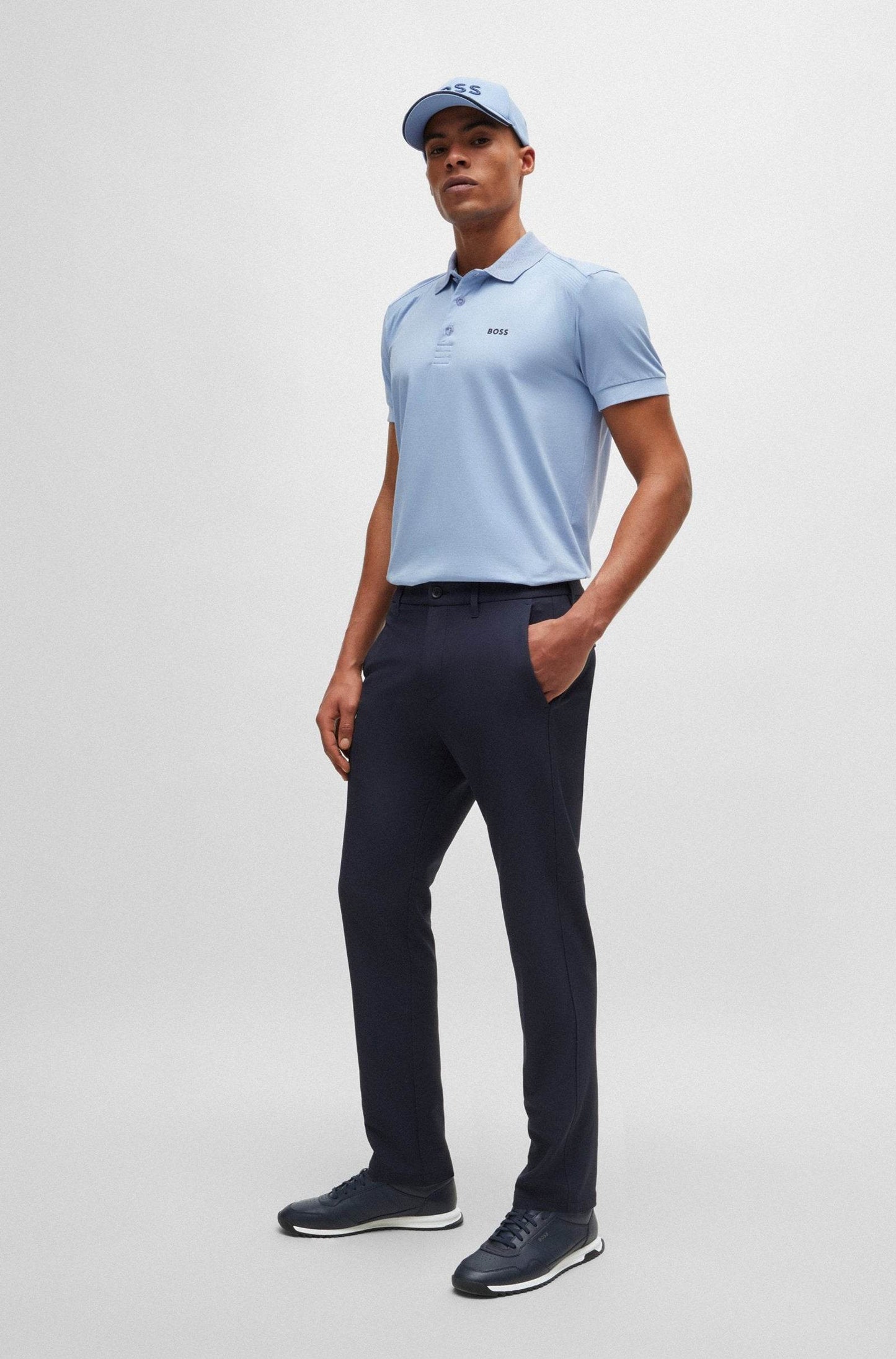 Hugo Boss Leather Trainers With Knurled Sole And Signature Details - Dark Blue hbna50523276_401_300