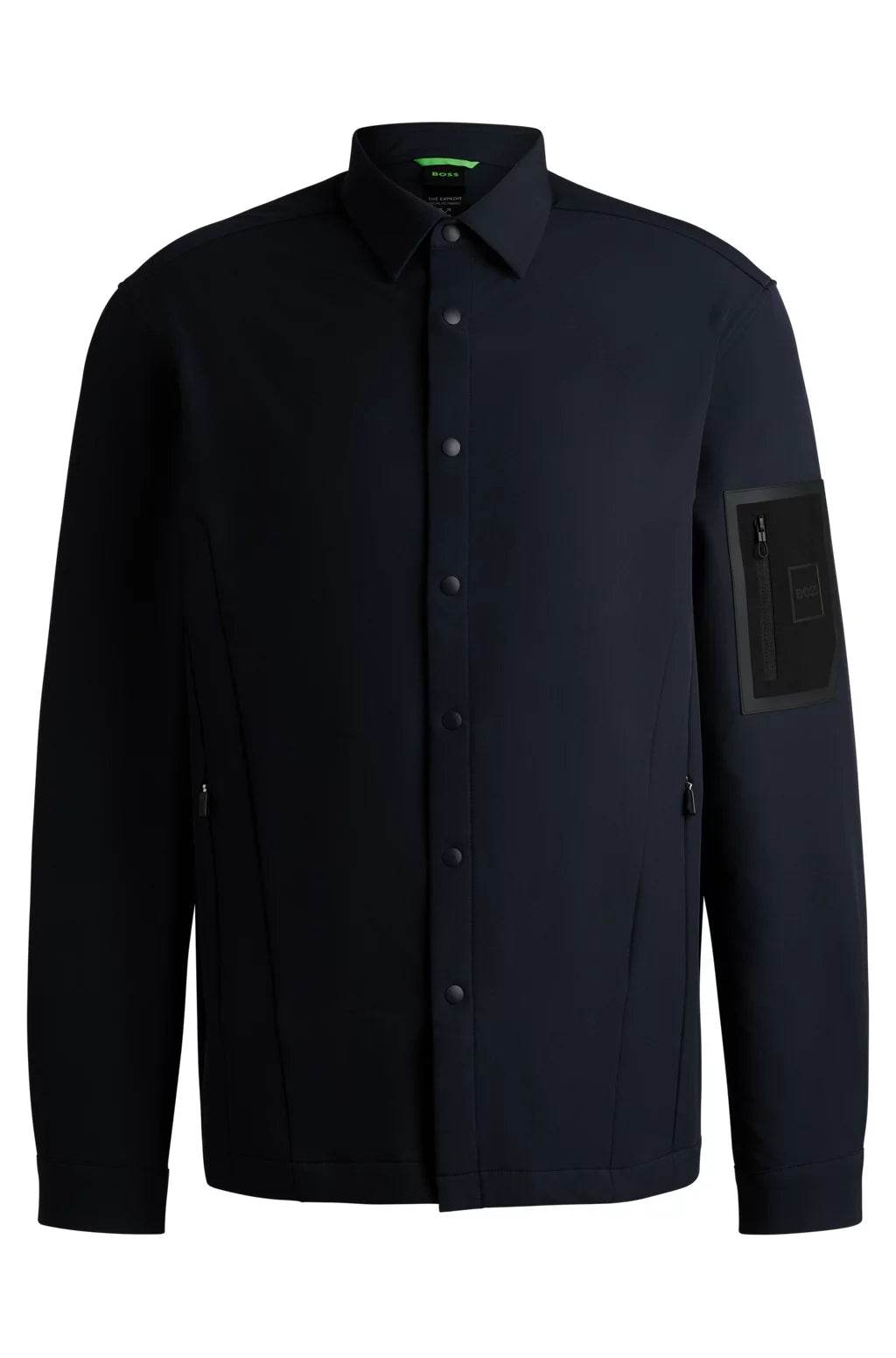 Hugo Boss Relaxed-fit Overshirt in Water-repellent Stretch Fabric - Dark Blue hbna50540067_402_100