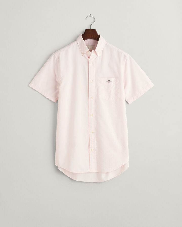 GANT Regular Fit Oxford Short Sleeve Shirt - Light Pink time__1700856009__202401-3000201-662-flat-fv-1