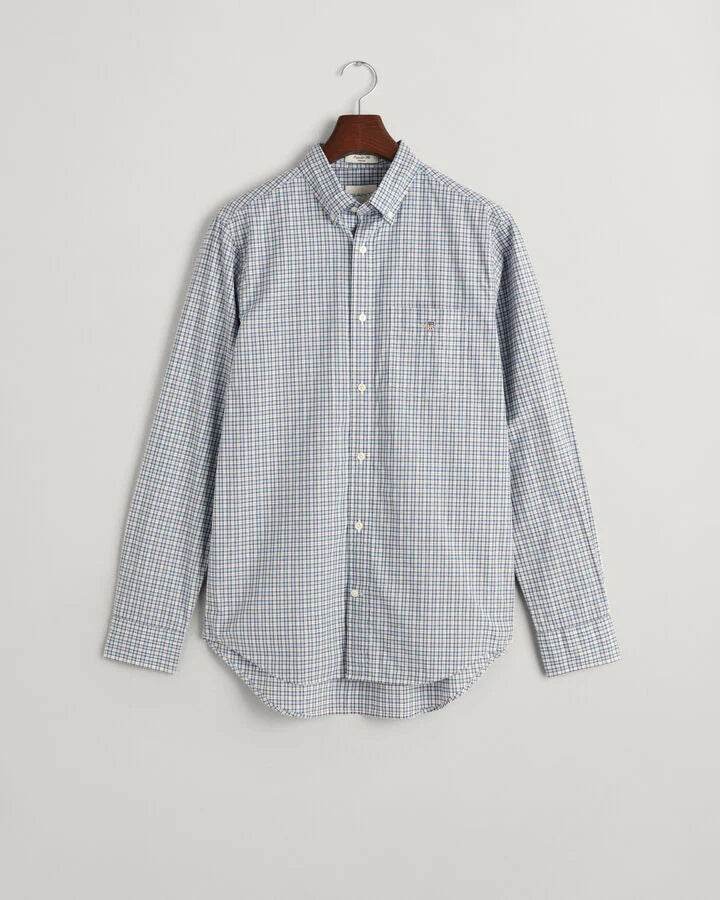 Gant Regular Fit Micro Checked Poplin Shirt - Ice Blue time__1701363609__202401-3240040-474-flat-fv-1