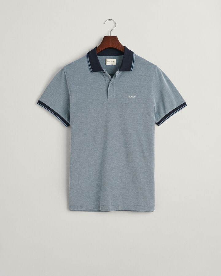 Gant 4-Color Oxford Piqué Polo Shirt - Dusty Blue Sea time__1701365105__202401-2057029-403-flat-fv-1