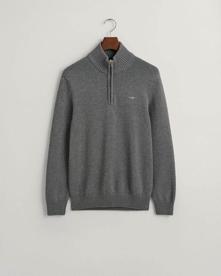 Gant Casual Cotton Half-Zip Sweater - Dark Grey Melange time__1701858604__202401-8030170-092-flat-fv-1