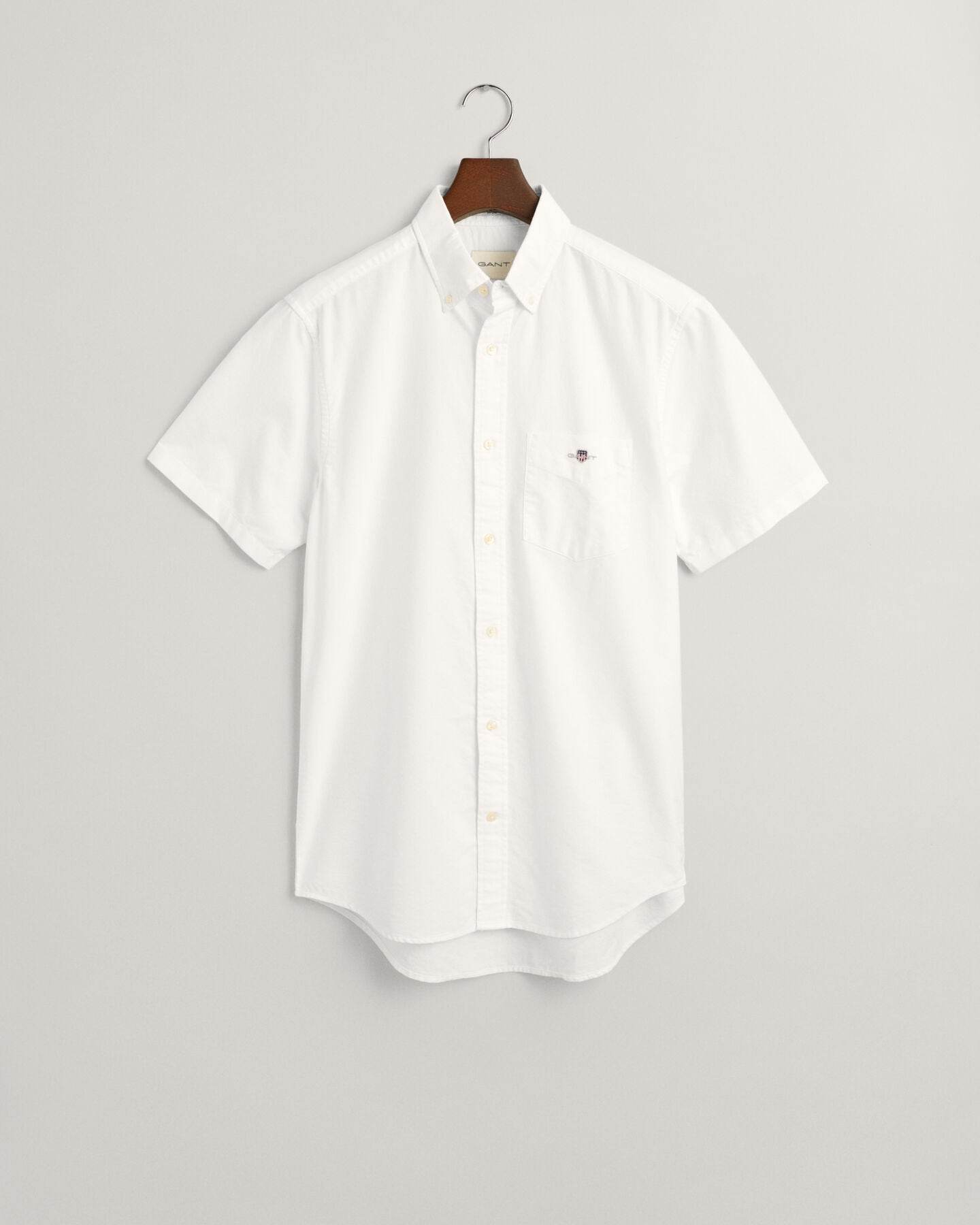GANT Regular Fit Oxford Short Sleeve Shirt - White time__1703165411__202401-3000201-110-flat-fv-1_1