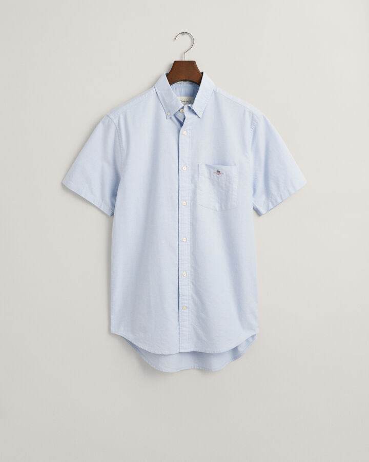GANT Regular Fit Oxford Short Sleeve Shirt - Light Blue time__1703166010__202401-3000201-455-flat-fv-1
