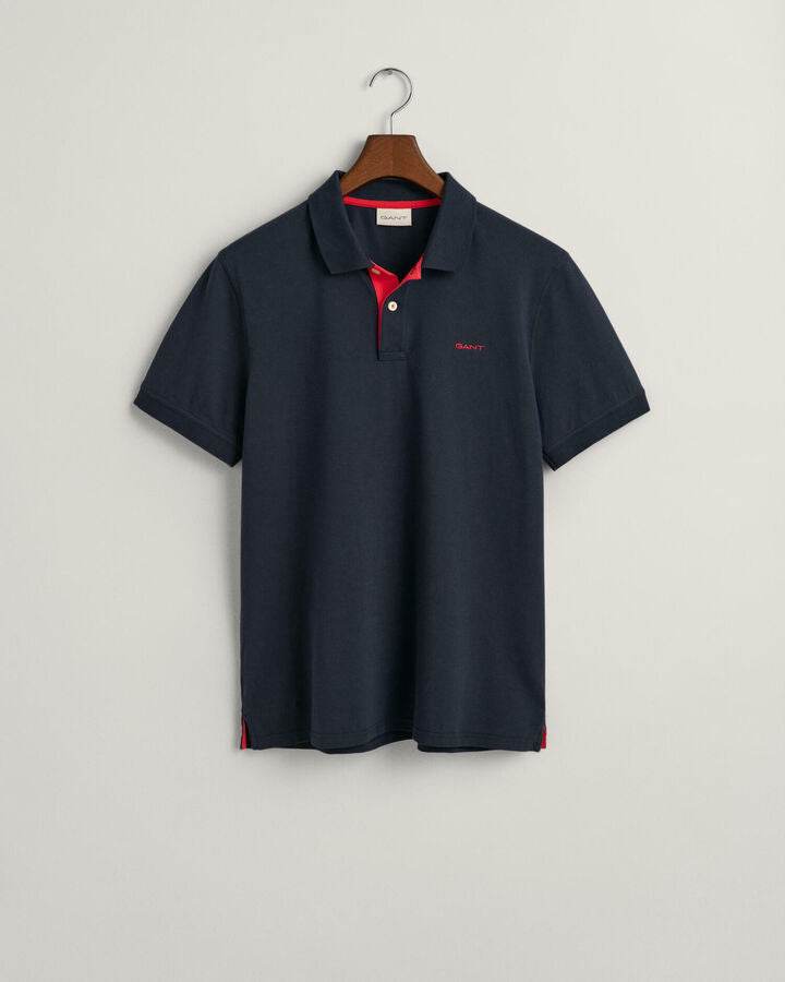 Gant Contrast Piqué Polo Shirt - Evening Blue time__1713293160__202402-2062026-433-flat-fv-1