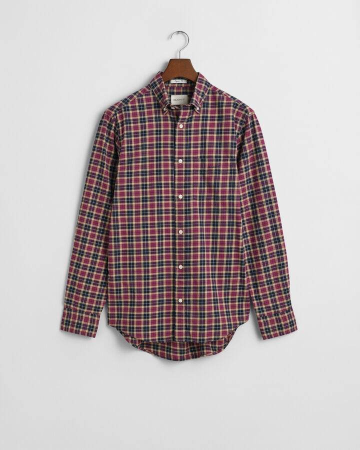Gant Regular Fit Checked Light Twill Shirt - Wine Red time__1716813613__202403-3240194-638-flat-fv-1