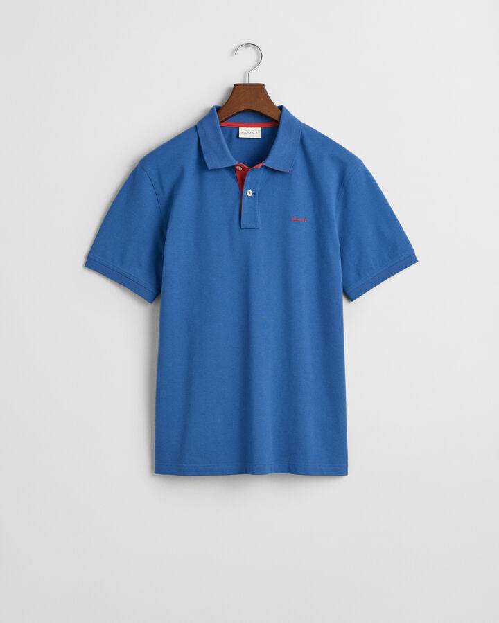 Gant Contrast Piqué Polo Shirt - Vintage Blue time__1716813940__202403-2062026-442-flat-fv-1