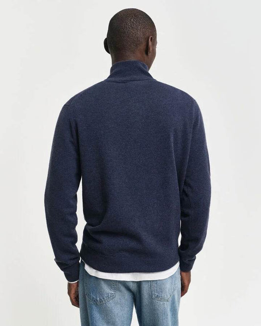 Gant Superfine Lambswool Half-Zip Sweater - Dark Navy Melange time__1720015514__202403-87213-480-model-bv-1