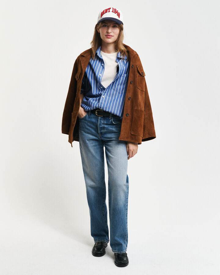 Gant Regular Fit Striped Poplin Shirt - Lapis Blue time__1720694104__202403-3241207-447-flat-fv-1