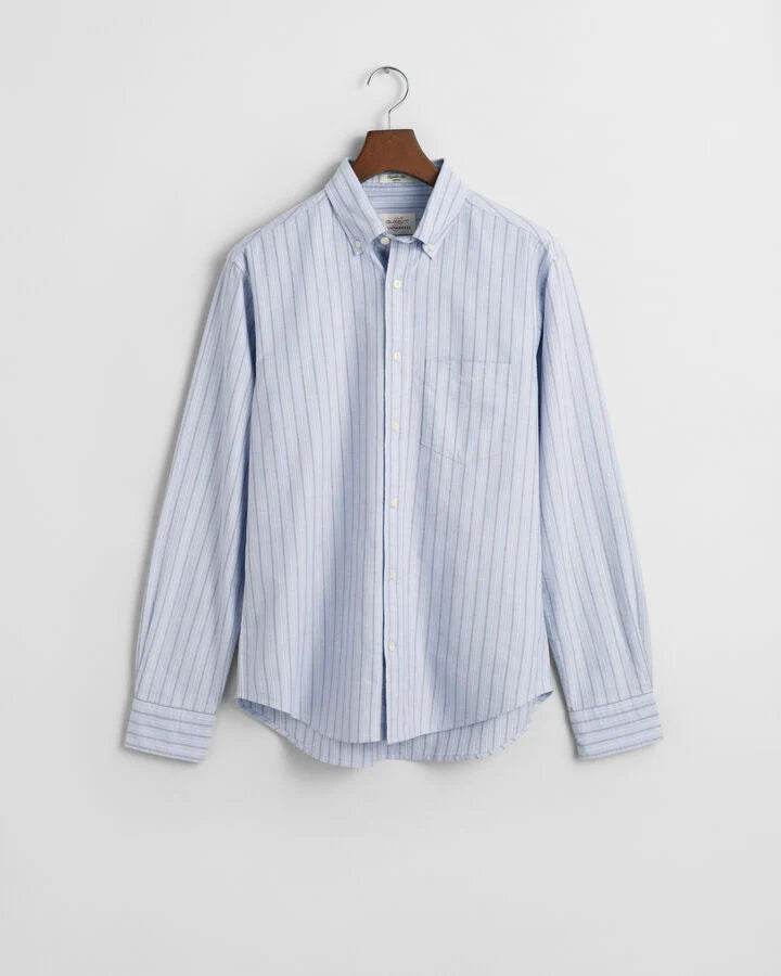 Gant Regular Fit Striped Classic Oxford Shirt - Myosotis Blue time__1720694722__202403-3241227-440-model-fv-1