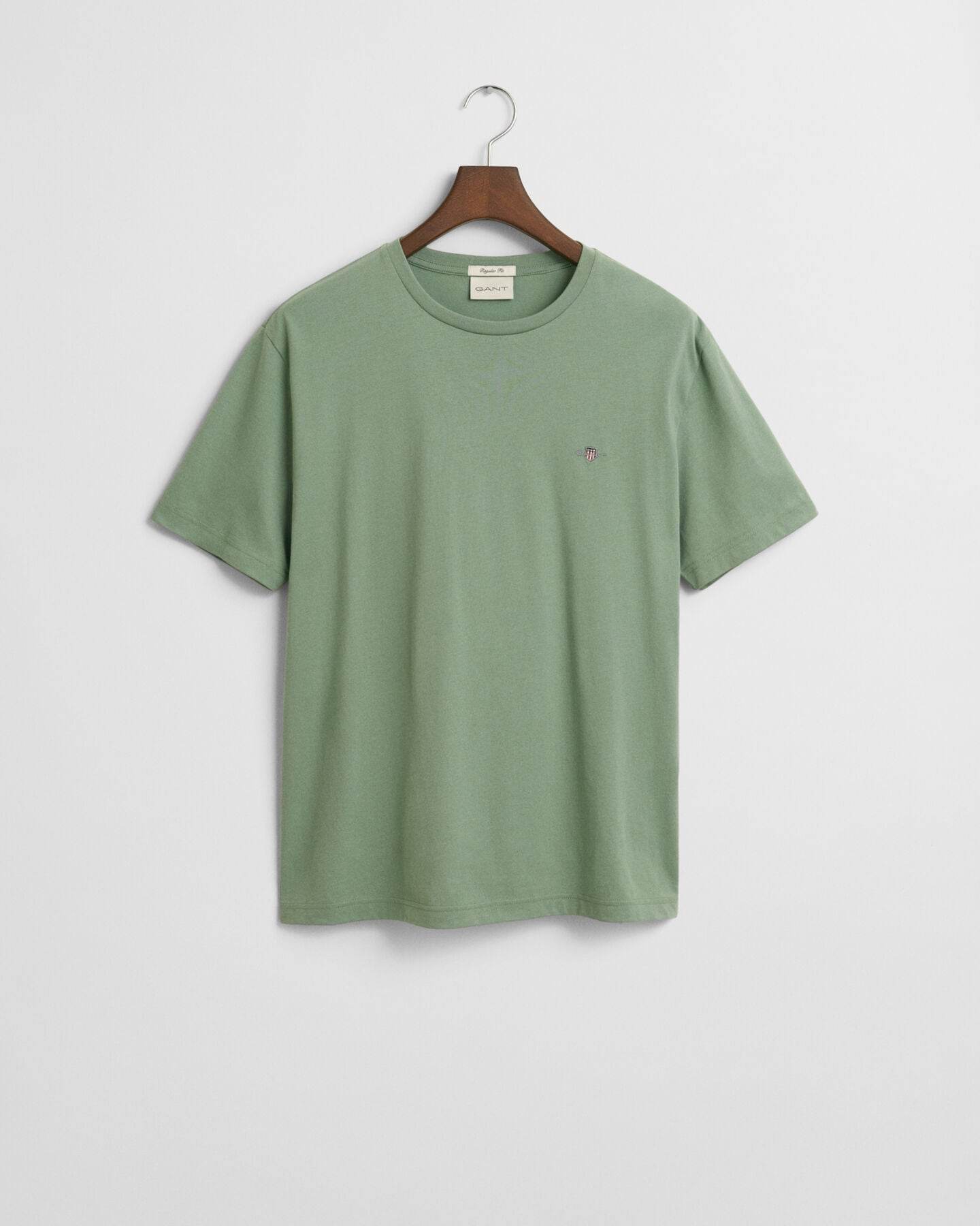 Gant Regular Fit Shield T-Shirt - Kalamata Green time__1730900724__202501-2003184-362-flat-fv-1
