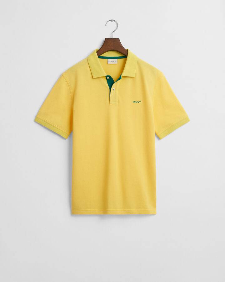 Gant Contrast Piqué Polo Shirt - Banana Yellow time__1731410409__202501-2062026-714-flat-fv-1