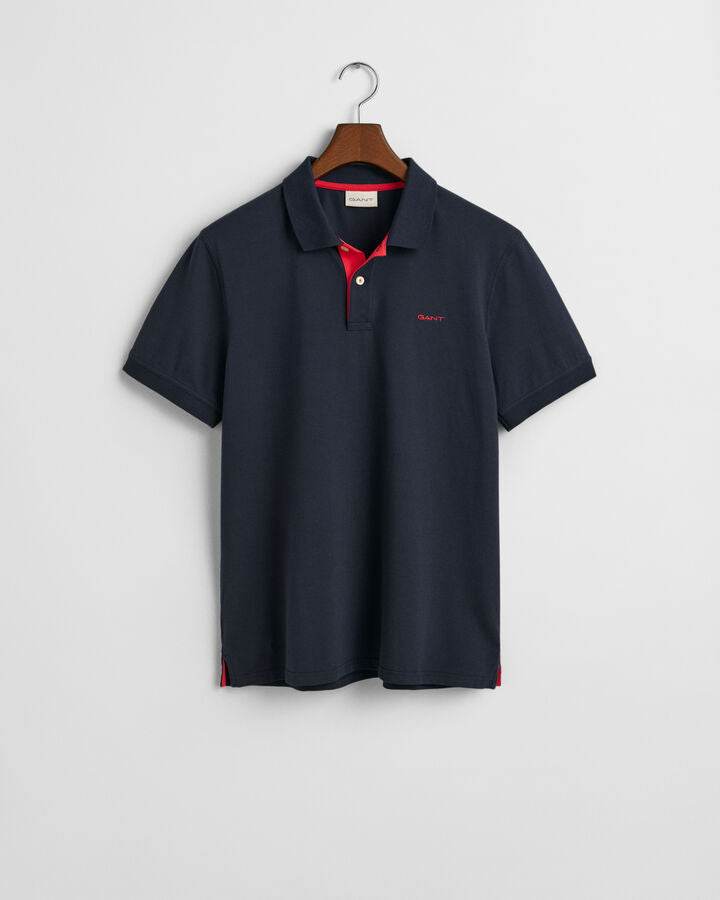 Gant Contrast Piqué Polo Shirt - Evening Blue time__1732543221__202501-2062026-433-flat-fv-1