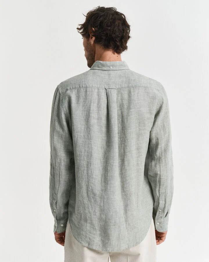 Gant Regular Fit Linen Shirt - Kalamata Green time__1737117621__202501-3250076-362-model-bv-1