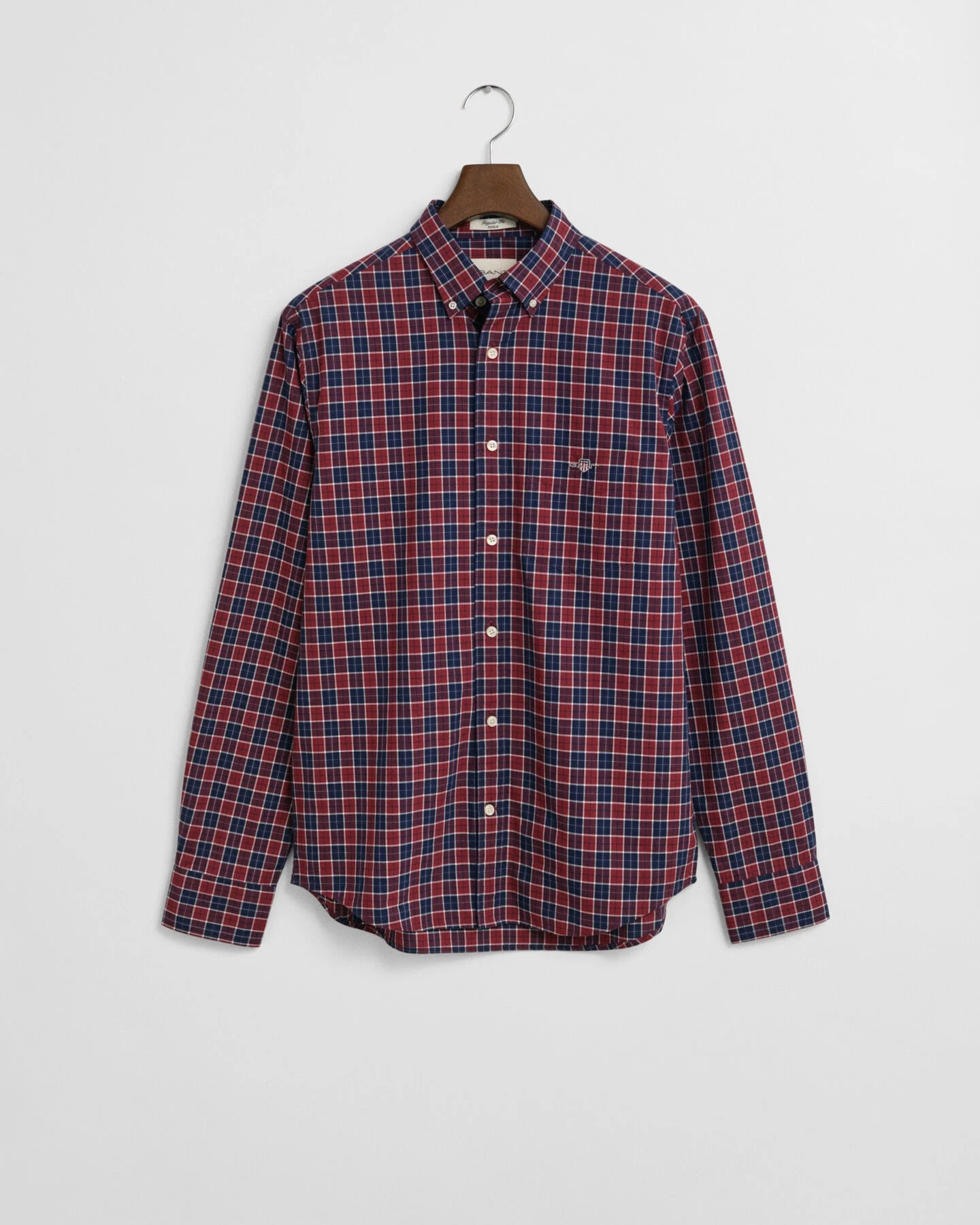 Gant Regular Fit Checked Classic Poplin Shirt - Plumped Red time__1746448329__202503-3250213-604-flat-fv-1