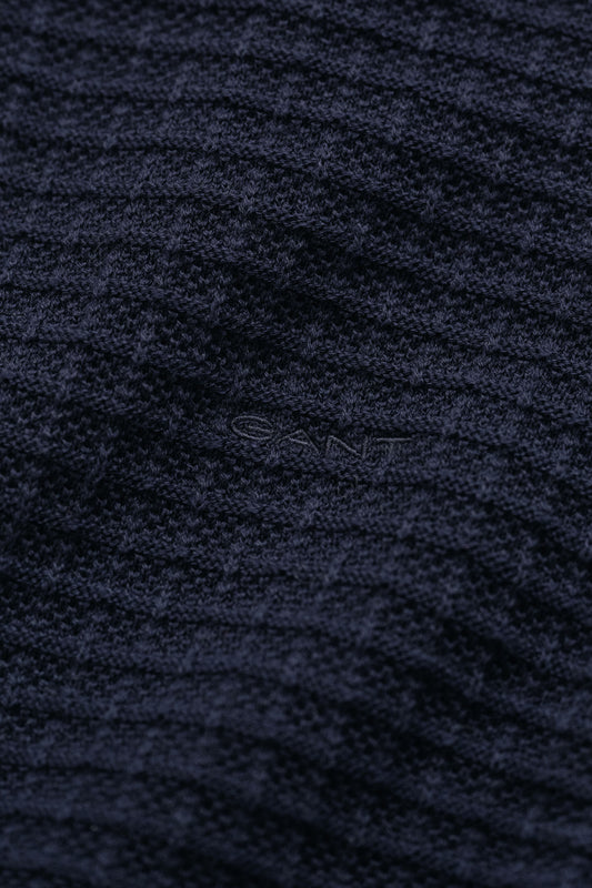 GANT Cotton Texture Half-Zip Sweater - Evening Blue time__1773328806__202602-8040256-433-detail-fv-1