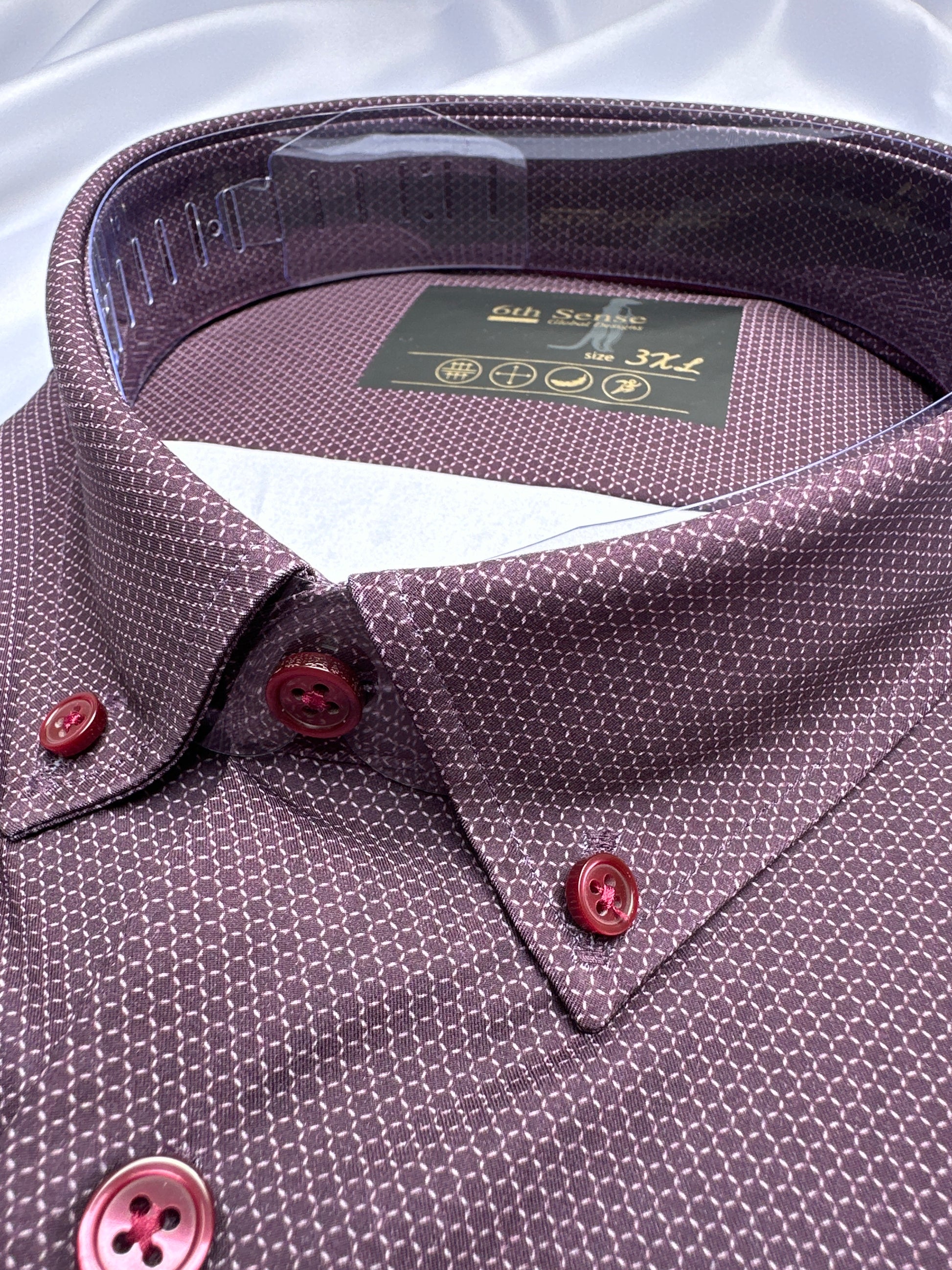 Purple 6th Sense Design performance shirt, fabric close-up — Ryle Menswear, Tralee
