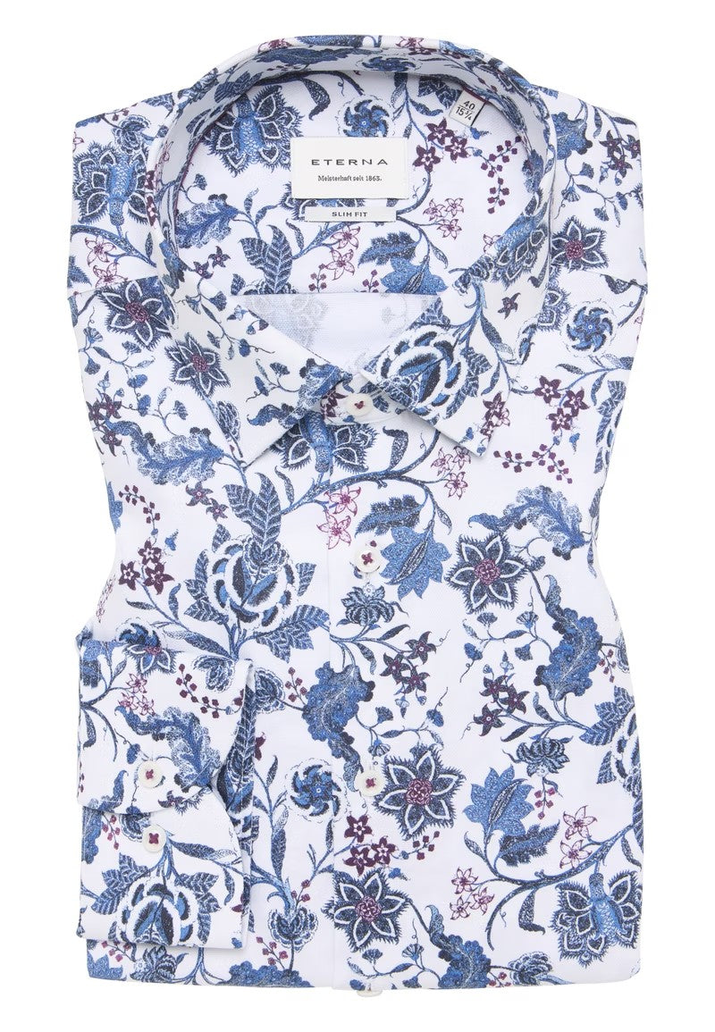 Eterna SLIM FIT Shirt 1021/17 F171 - Denim Printed 1021_F17117-1