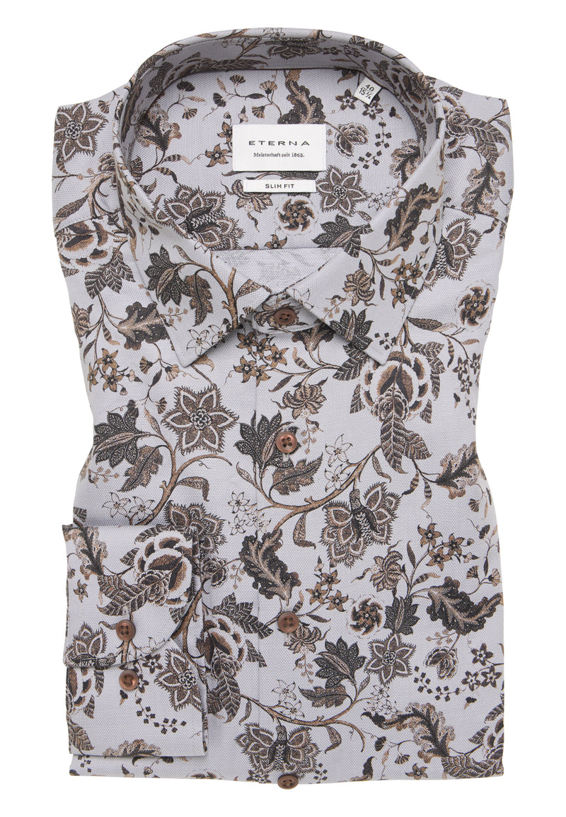 Eterna Slim Fit Shirt 1021/31 F171 - Silver Printed 1021_F17131-1