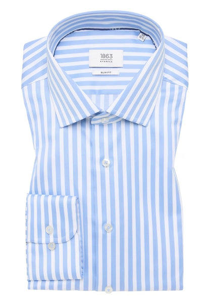 Eterna Slim Fit Shirt 1029/11 X669 - Light Blue Striped 1029_F66919-11-1