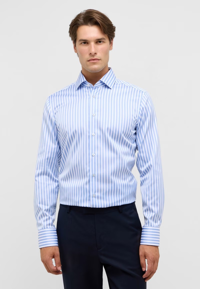 Eterna Slim Fit Shirt 1029/11 X669 - Light Blue Striped 1029_F66919-11-3