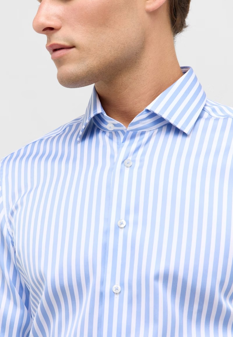 Eterna Slim Fit Shirt 1029/11 X669 - Light Blue Striped 1029_F66919-11-5