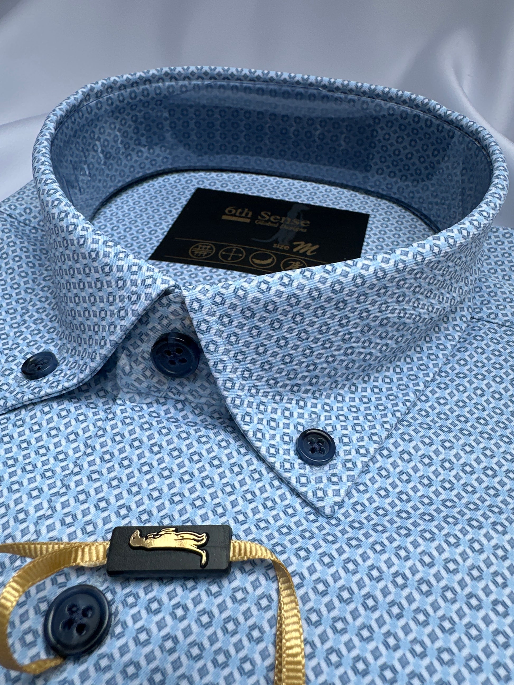 Diamond-print shirt, close-up of the motif — Ryle Menswear, Tralee