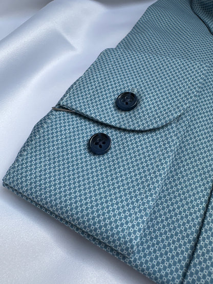 Blue 6th Sense Design button-down shirt, collar detail — Ryle Menswear, Tralee