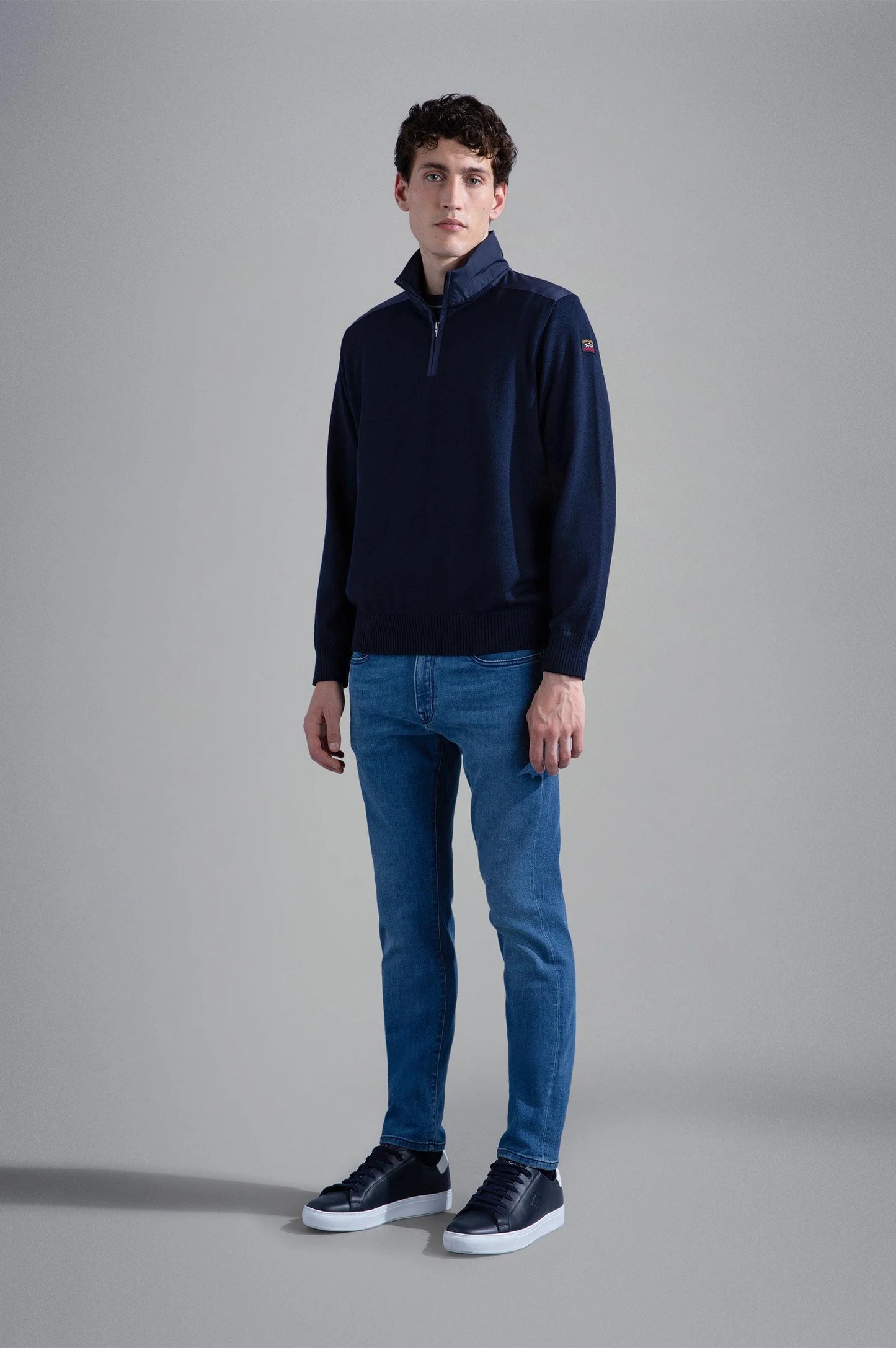 Paul & Shark Wool Zip-up Sweater with Typhoon Details - Navy 123111350503
