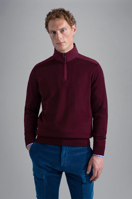 Paul & Shark Virgin Wool Half-Zip Sweater - Bordeaux 12311135_411-1