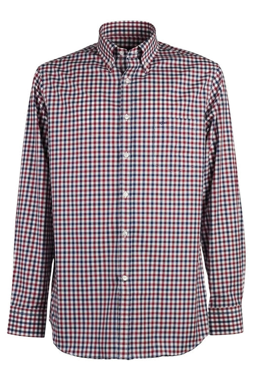 Paul & Shark Long Sleeve Checked Cotton Shirt 12313009 - Red 123130090041