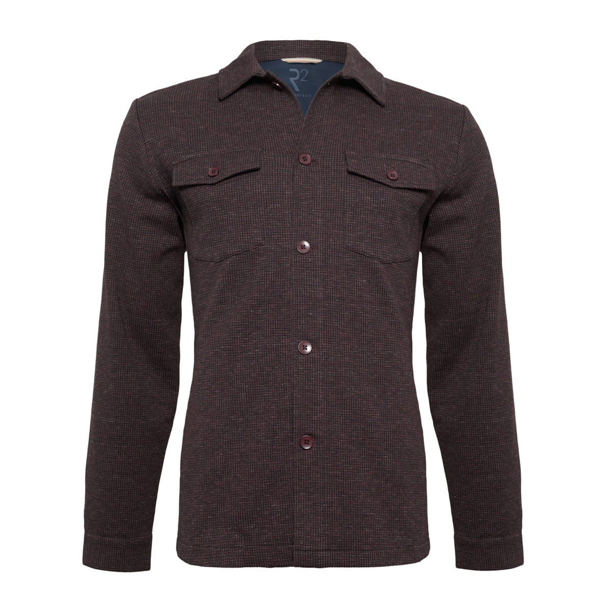 R2 Amsterdam Houndstooth Overshirt - Bordeaux 134.OVERSHIRT.002_080_1