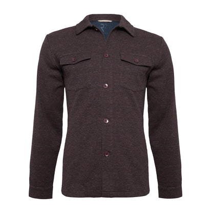 R2 Amsterdam Houndstooth Overshirt - Bordeaux 134.OVERSHIRT.002_080_1
