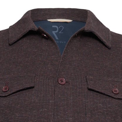 R2 Amsterdam Houndstooth Overshirt - Bordeaux 134.OVERSHIRT.002_080_2