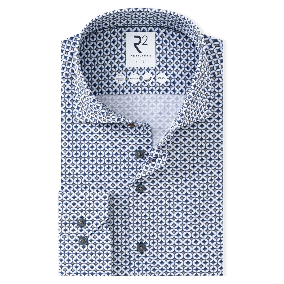 R2 Amsterdam Printed Travel Shirt NAVY 134.WSP.008_010_1