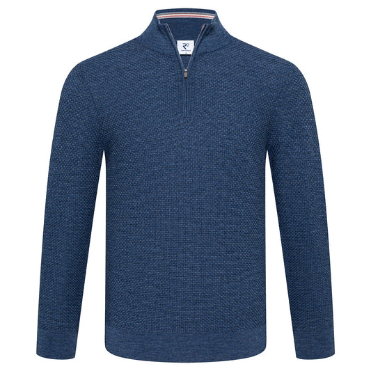 R2 Amsterdam Merino Wool Half-Zip Jumper BLUE 134.ZIP.001_014