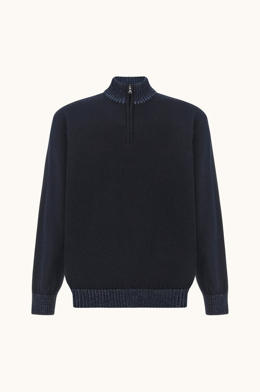 Paul & Shark Soft Cool Touch Wool Half-Zip Sweater - Blue 15311108-050-f