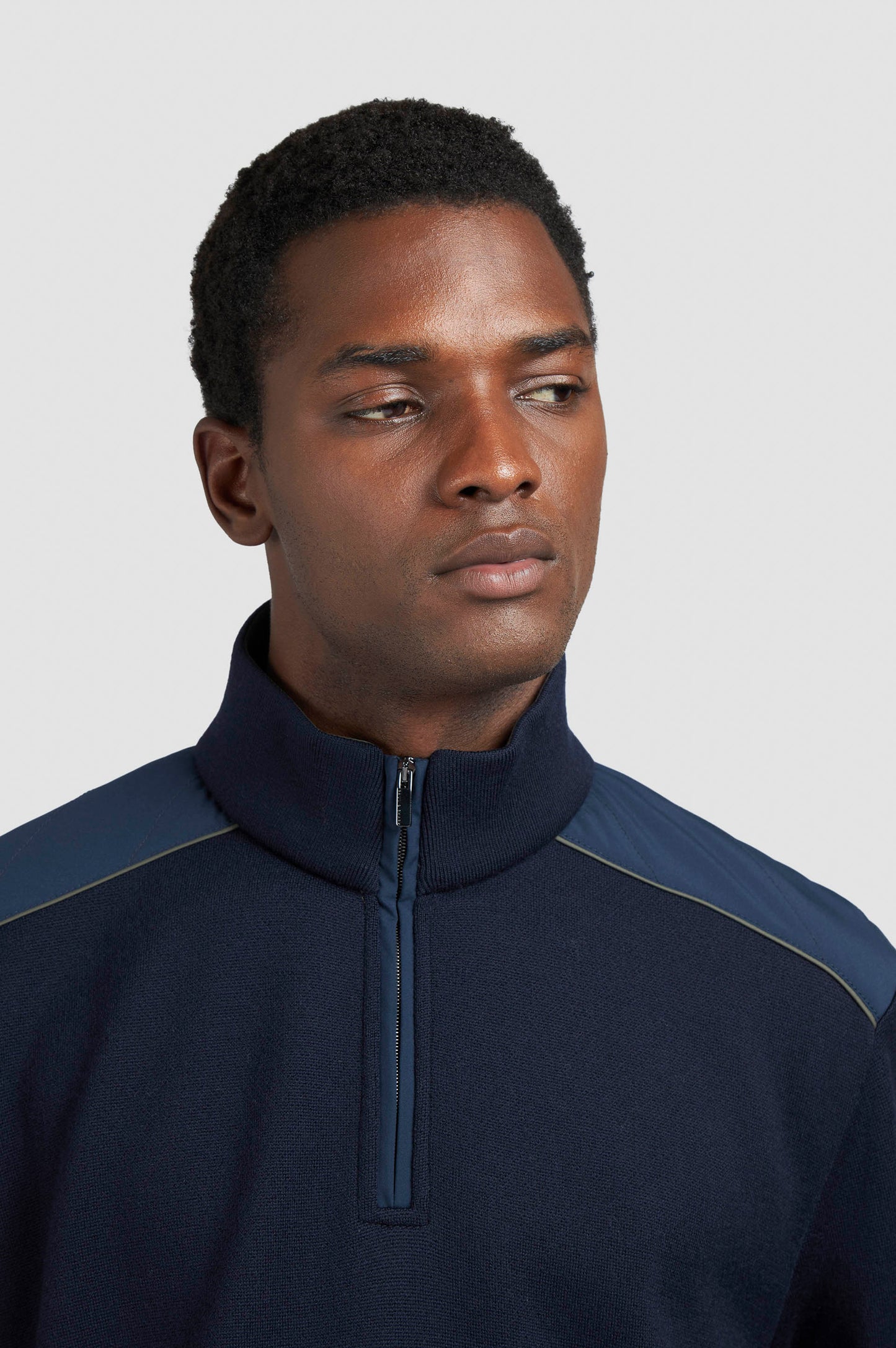 Paul & Shark Typhoon® Platinum Soft Cool Touch wool half zip - Dark Blue 15311131-050-ad-v