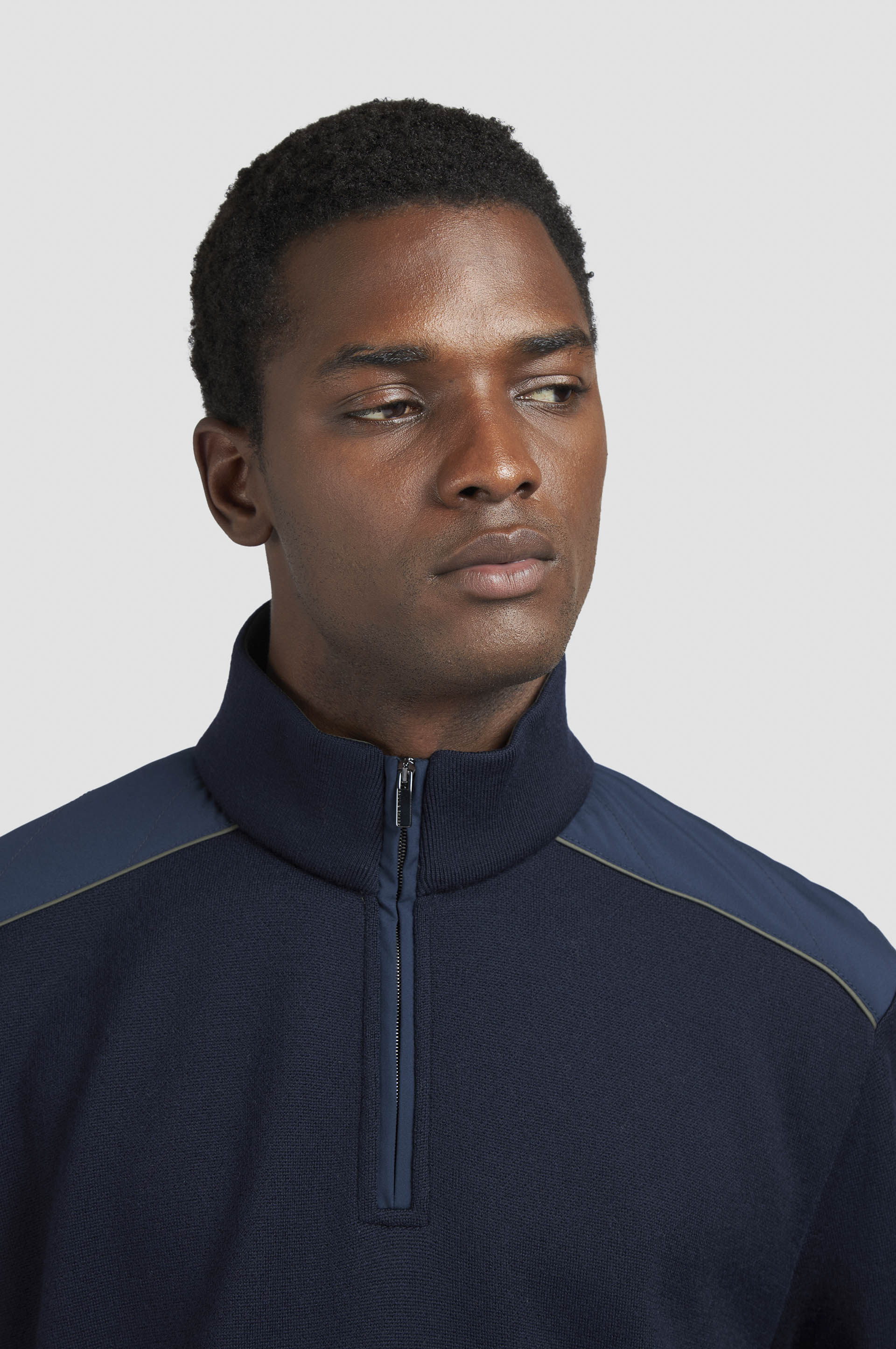 Paul & Shark Typhoon® Platinum Soft Cool Touch wool half zip - Dark Blue 15311131-050-ad-v