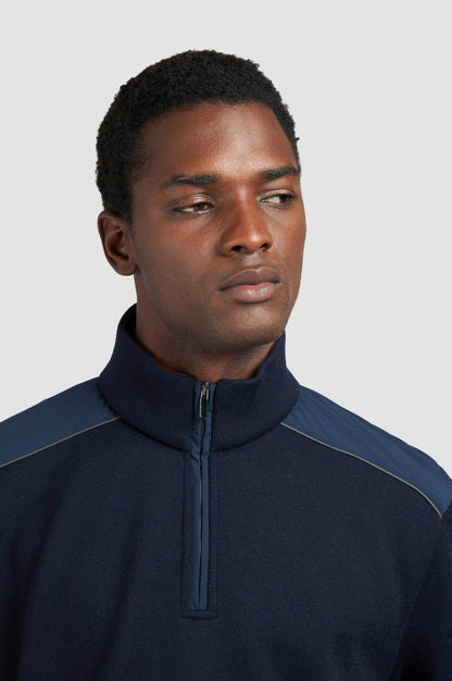Paul & Shark Typhoon® Platinum Soft Cool Touch wool half zip - Dark Blue 15311131-050-ad-v