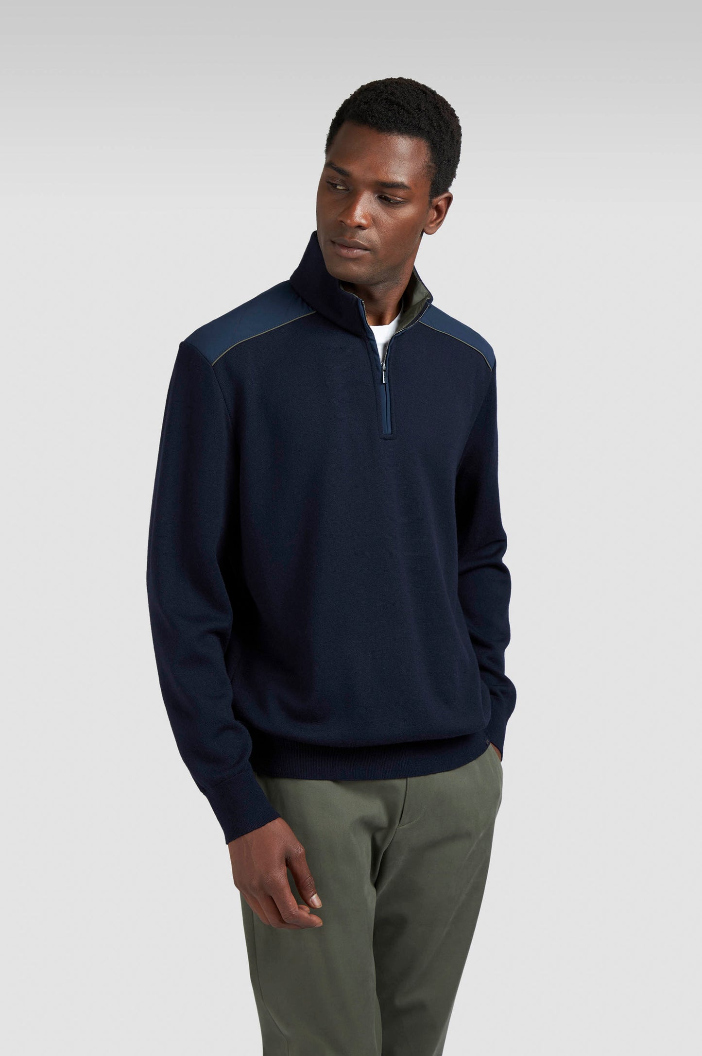 Paul & Shark Typhoon® Platinum Soft Cool Touch wool half zip - Dark Blue 15311131-050-af-v