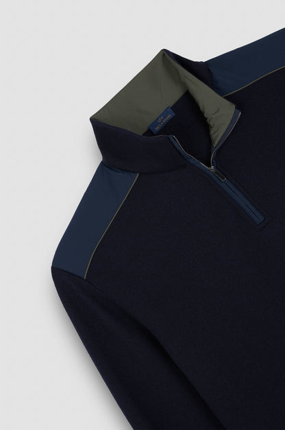 Paul & Shark Typhoon® Platinum Soft Cool Touch wool half zip - Dark Blue 15311131-050-d-v