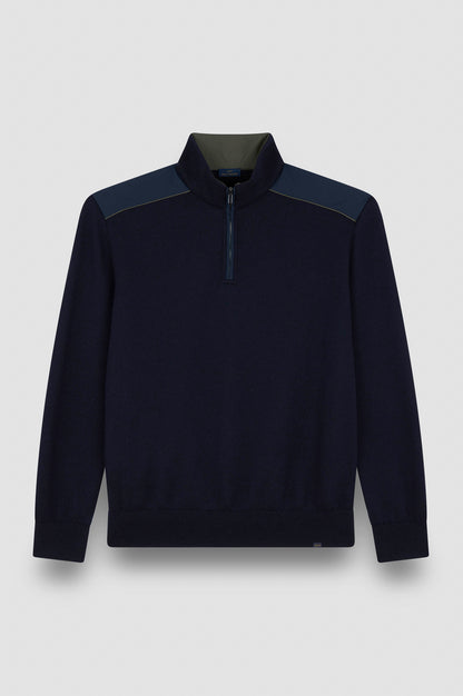 Paul & Shark Typhoon® Platinum Soft Cool Touch wool half zip - Dark Blue 15311131-050-f-v